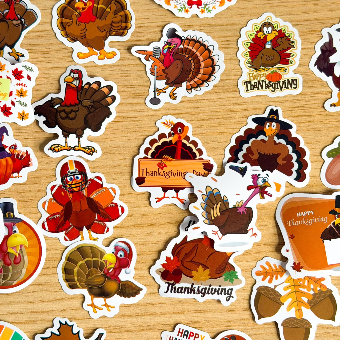75 Pcs Thanksgiving Stickers, Fall Vinyl Sticker, Pumpkins, Turkeys, Leaves, Corn Decals for Journals, Planners, Scrapbooking