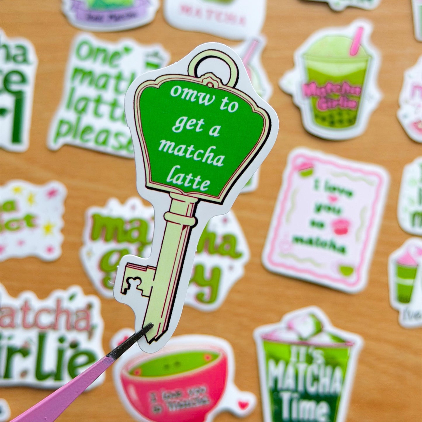 50pcs Matcha Doodle Stickers , Matcha girly, Stickers, Coquette Pinterest Kindle, Planner, Laptop, Phone Case