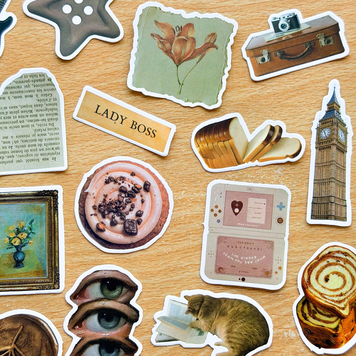 60pcs Brown Aesthetic Vinyl Stickers, Old School, Nostalgic Autumn, Y2K, Retro Stickers, Kindle, Planner, Laptop, Phone Case