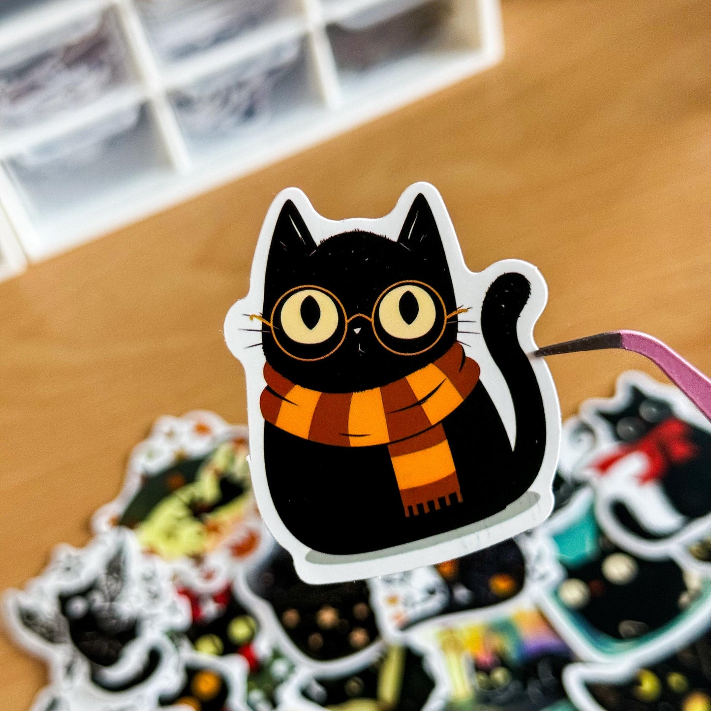 50Pcs  Black Cat Cartoon PVC Stickers, Witchy Cat Decorative Waterproof Decals for Laptop, Phone Case, Luggage, Planner Graffiti Skin
