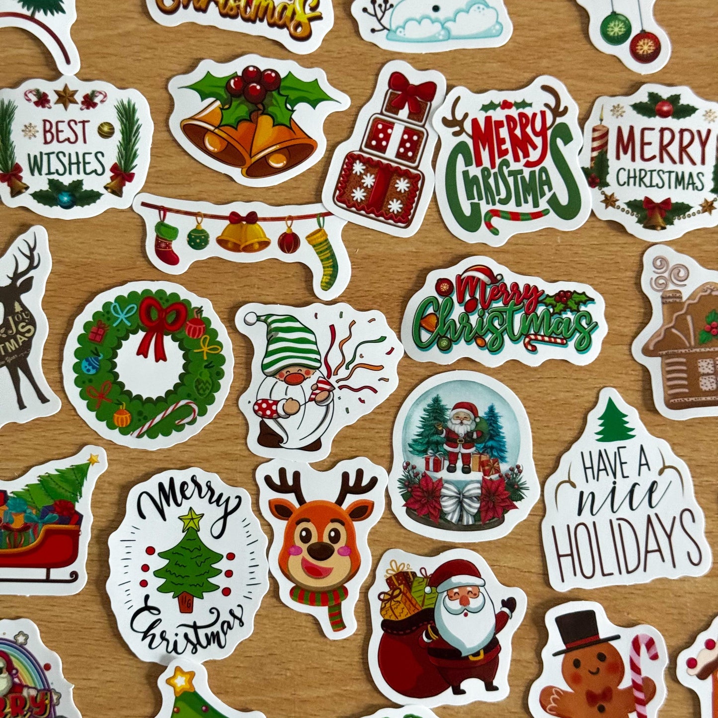 100pcs Christmas Santa and tree Stickers, Santa Claus, Merry Christmas Decals for Water Bottles, Laptops, Phones, diy Christmas presents