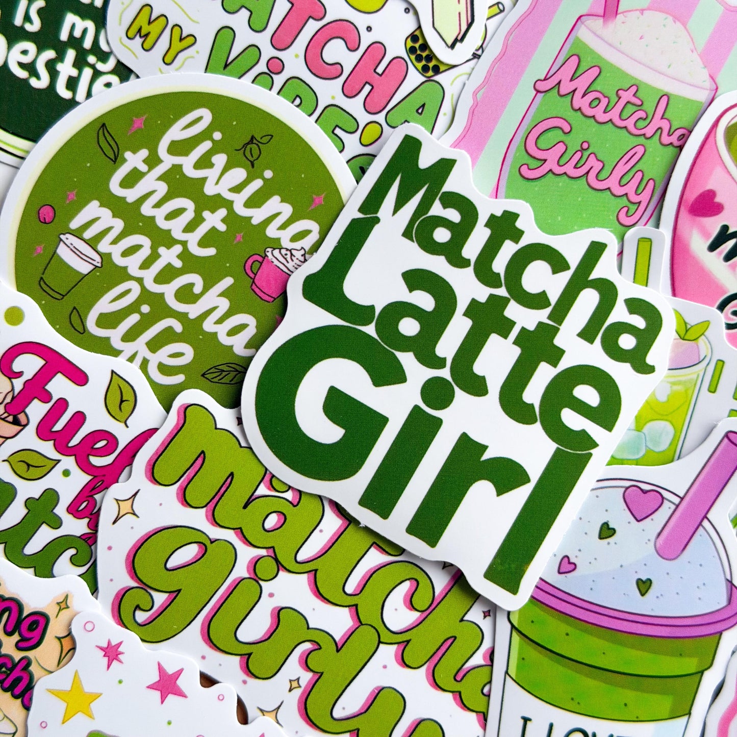 50pcs Matcha Doodle Stickers , Matcha girly, Stickers, Coquette Pinterest Kindle, Planner, Laptop, Phone Case