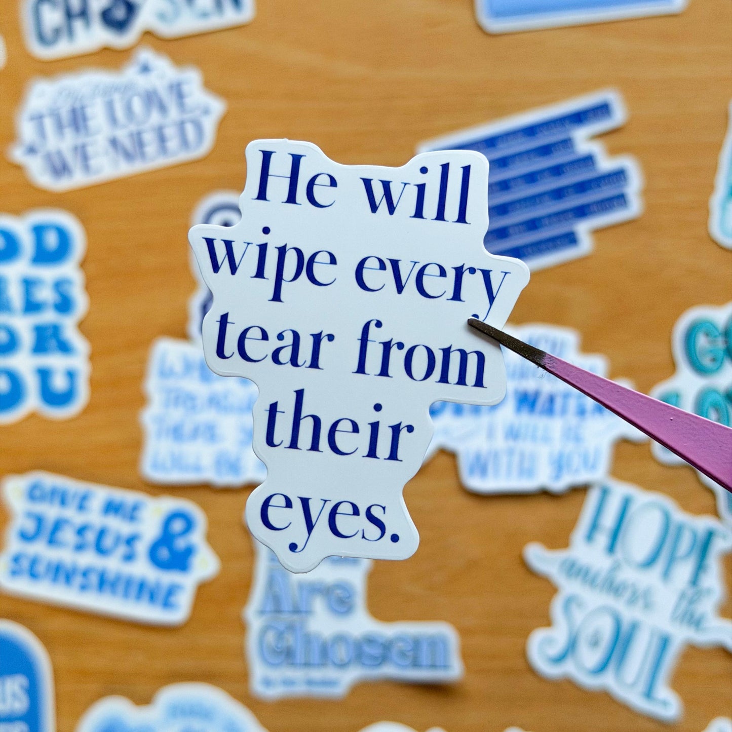 50pcs Bible Inspirational Quotes Stickers, Faith, Vinyl Decals for Laptops, Notebooks, Guitars, Water Bottles, Christian Aesthetic, Blue