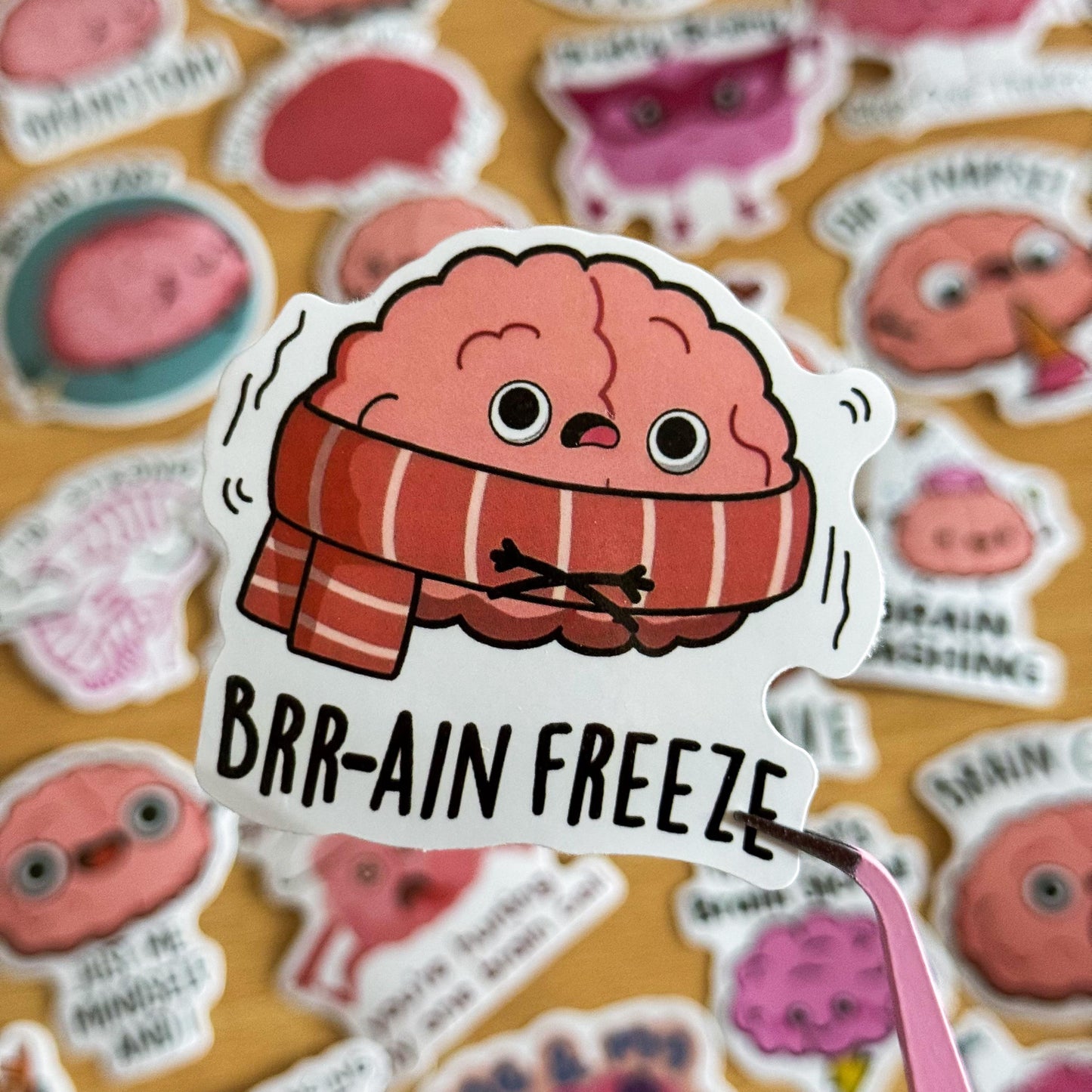 50Pcs Cartoon Brain Stickers, Cute Vinyl Decals for Laptop, Water Bottle, Scrapbooking, Crafts, Funny Brain Deco for Envelopes, Merry Gifts