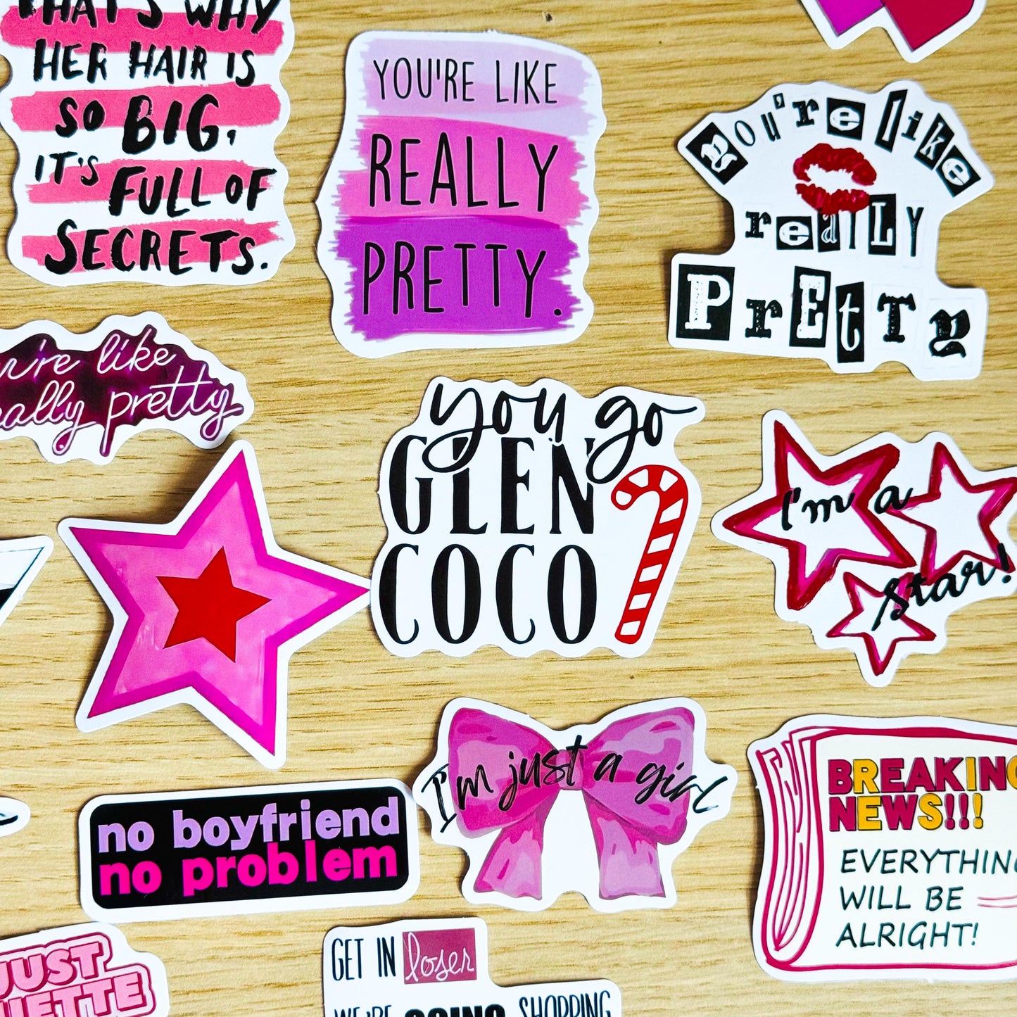 50pcs Pink Downtown Girly Aesthetic Stickers, Y2K Stickers, Retro Stickers, Coquette Pinterest Kindle, Planner, Laptop, Phone Case, Pink