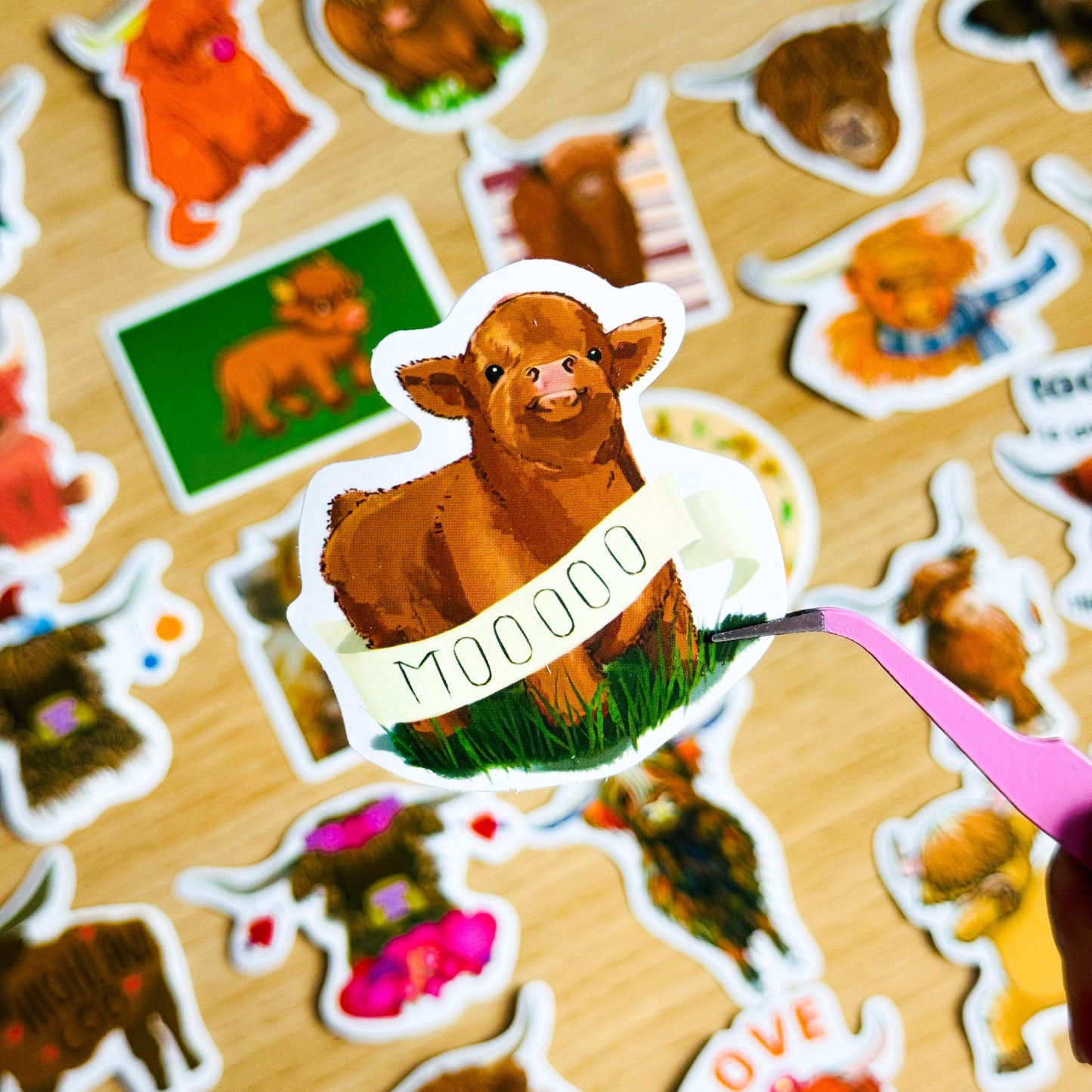 50pcs Highland Cow Stickers, , Cute Vintage Cow Print, Vinyl Decals, for Laptops, Phones, Guitars, Water, Highland coo, Journal stickers