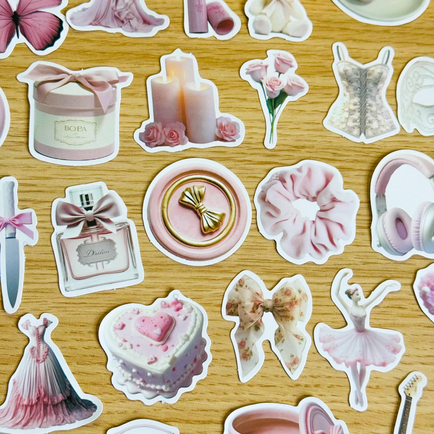 50pcs Pink Girly Aesthetic Sticker Pack, Pinterest Stickers, Retro Stickers, Coquette Pinterest Kindle Stickers, Planner, Laptop, Phone Case