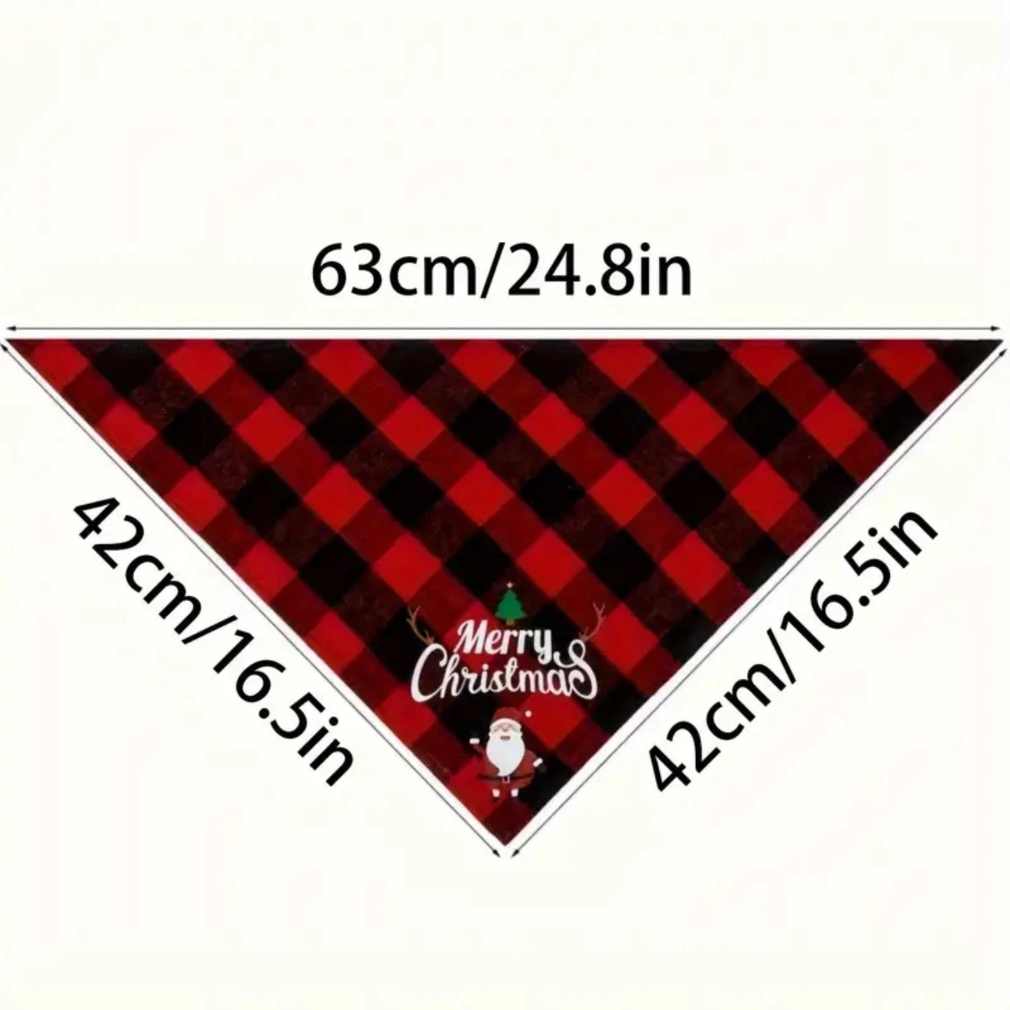 1 pcs Red plaid Pet Christmas Triangle Scarf, Dog Bandana, Santa Claus Letter Graphic Scarf For Holiday, Bib For Small, medium, large dog