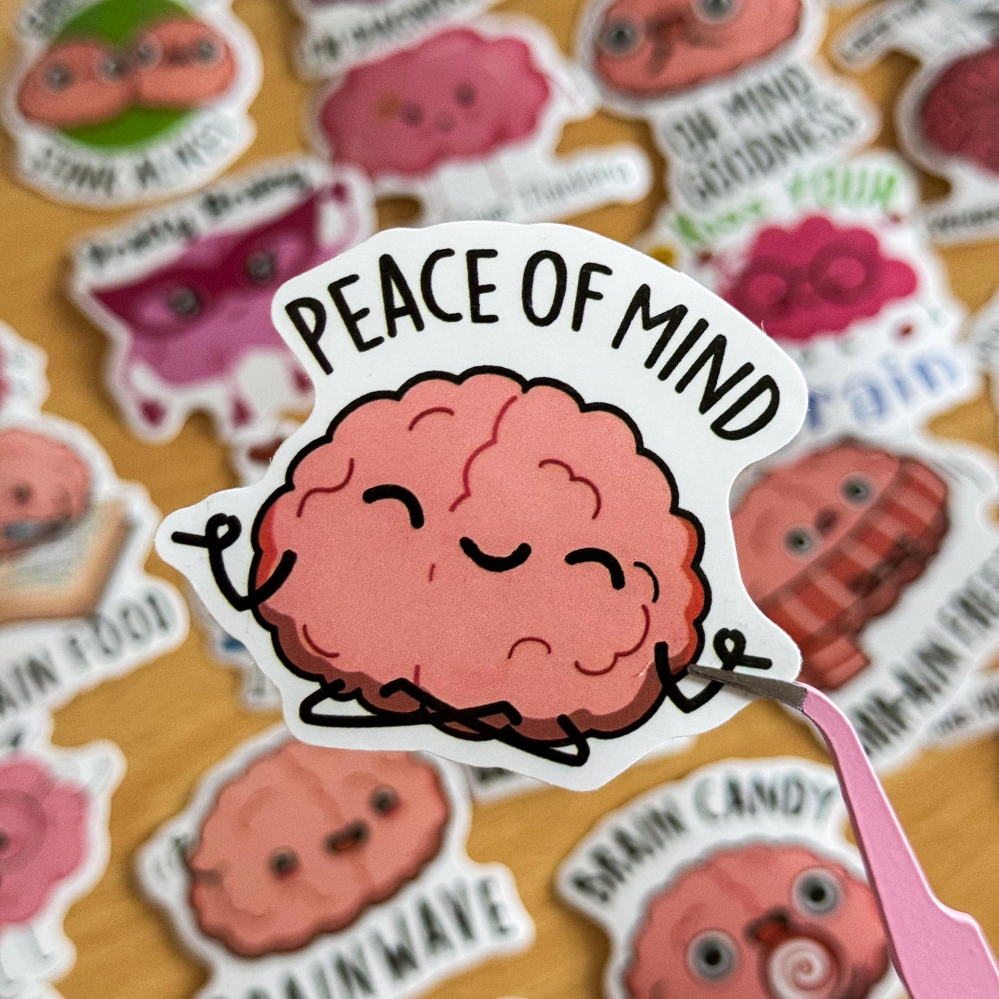 50Pcs Cartoon Brain Stickers, Cute Vinyl Decals for Laptop, Water Bottle, Scrapbooking, Crafts, Funny Brain Deco for Envelopes, Merry Gifts