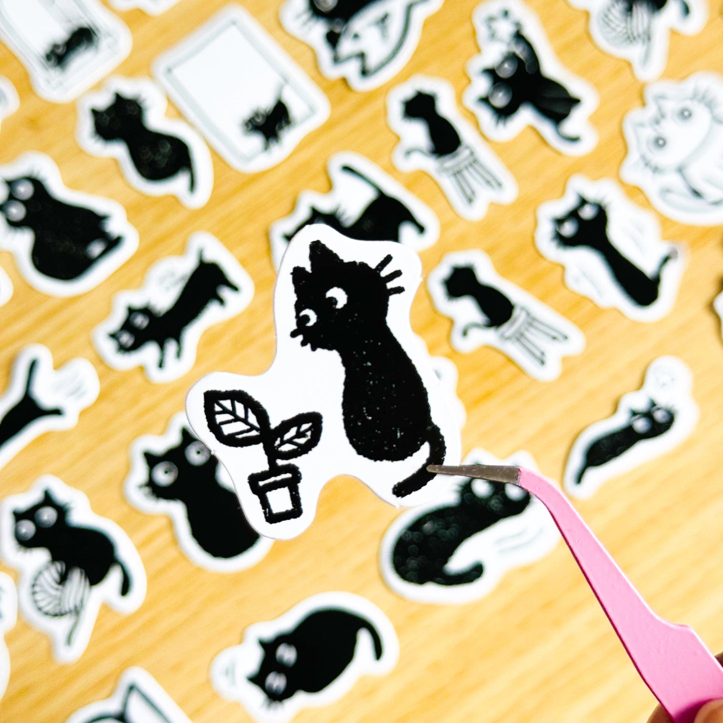 40pcs Black Cat Stickers, Kawaii Vinyl Decals, Scrapbooking, Journals, , Gothic Aesthetic, Kindle Stickers, Planner, Laptop, Phone Case