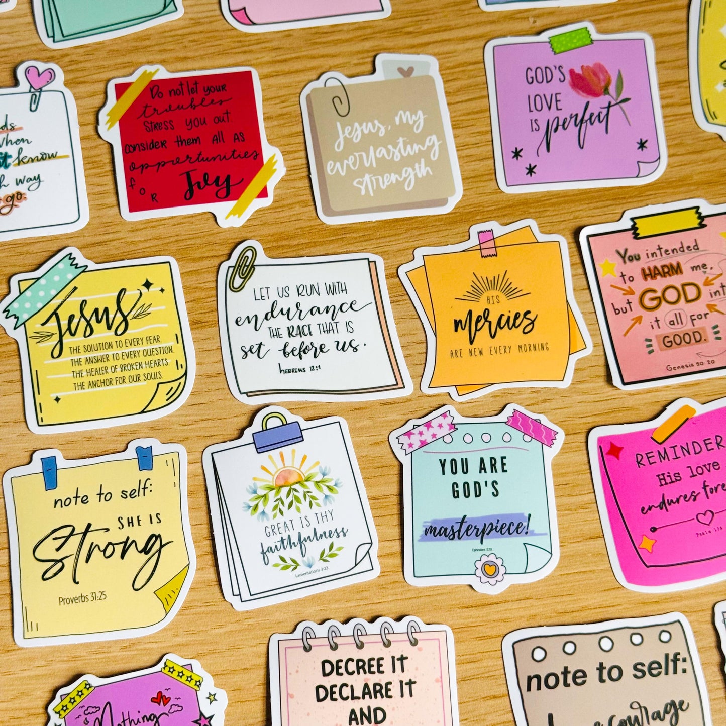 50pcs Inspirational Bible Quotes Stickers, Faith, Vinyl Decals for Laptops, Notebooks, Guitars, Water Bottles, Christian Aesthetic