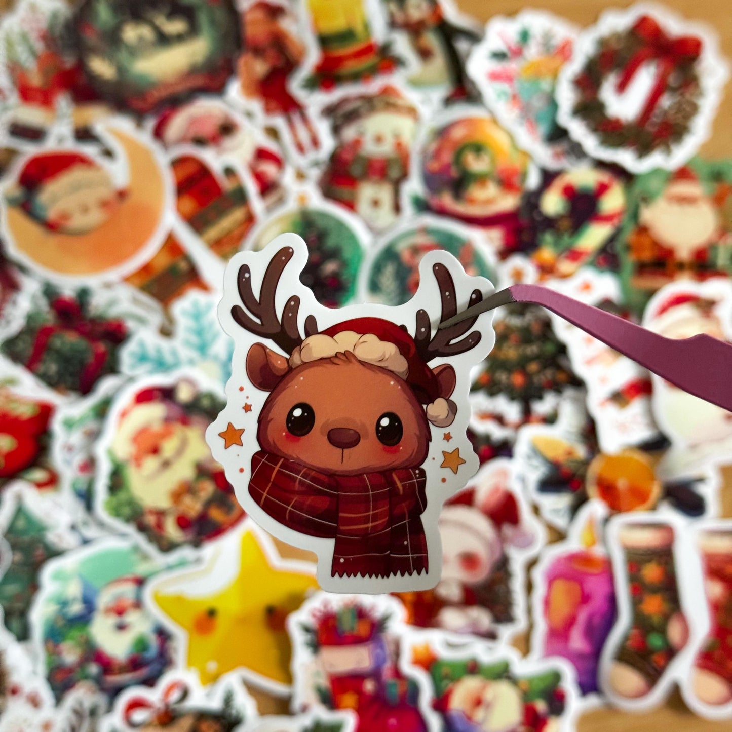 50pcs Christmas Stickers set, Santa Claus, Snowman, Merry Christmas Decals for Water Bottles, Laptops, Phones, holiday crafts