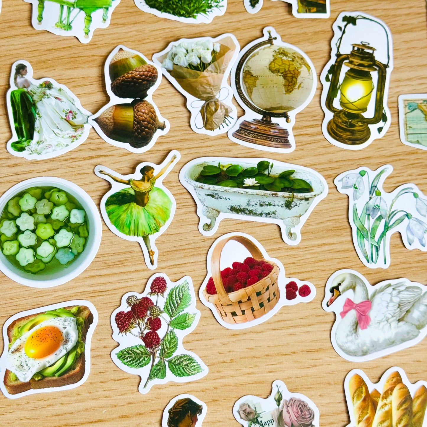 50pcs Aesthetic Green Stickers, Green Sticker Pack, Green Stickers, Waterproof Sticker Bundle, Die Cut Stickers, VSCO Green Stickers