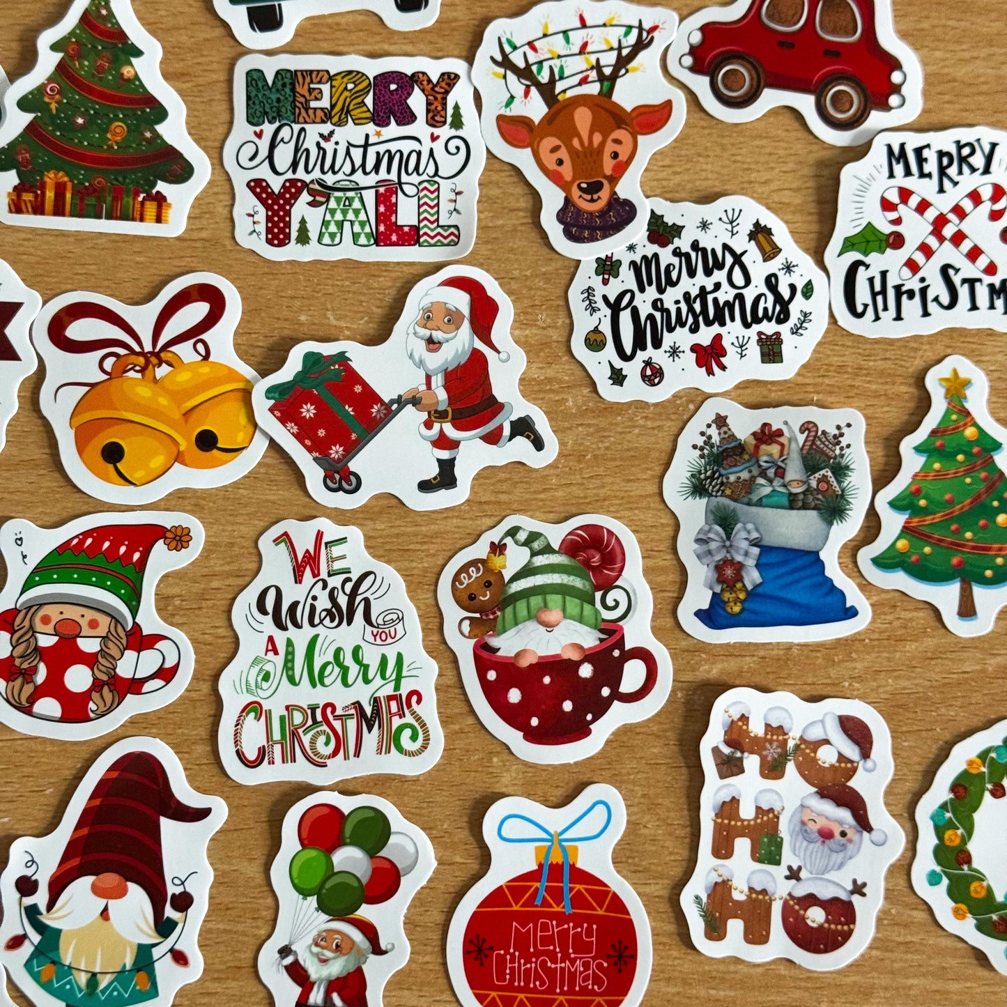 100pcs Christmas Santa and tree Stickers, Santa Claus, Merry Christmas Decals for Water Bottles, Laptops, Phones, diy Christmas presents