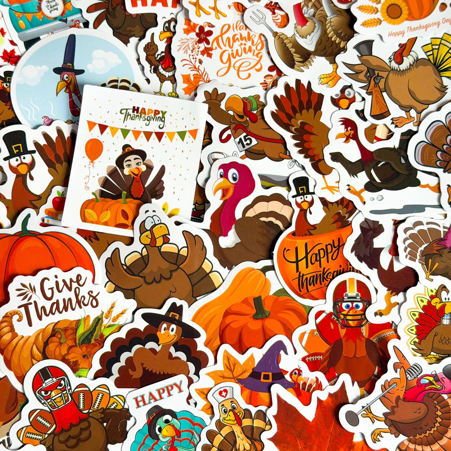 75 Pcs Thanksgiving Stickers, Fall Vinyl Sticker, Pumpkins, Turkeys, Leaves, Corn Decals for Journals, Planners, Scrapbooking