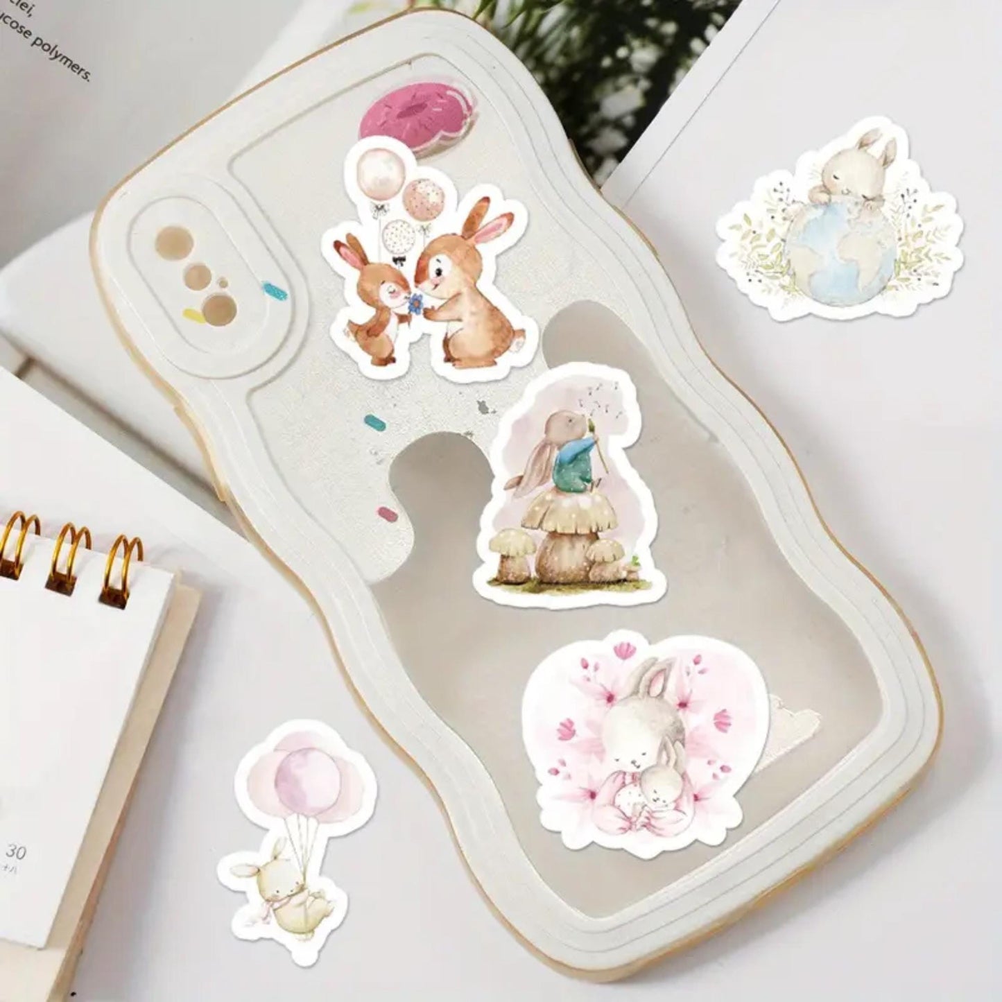 46pcs Cute Rabbit Stickers, Easter Bunny Vinyl Decals, Easter Gift , Stickers, Planner, Laptop, Phone Case