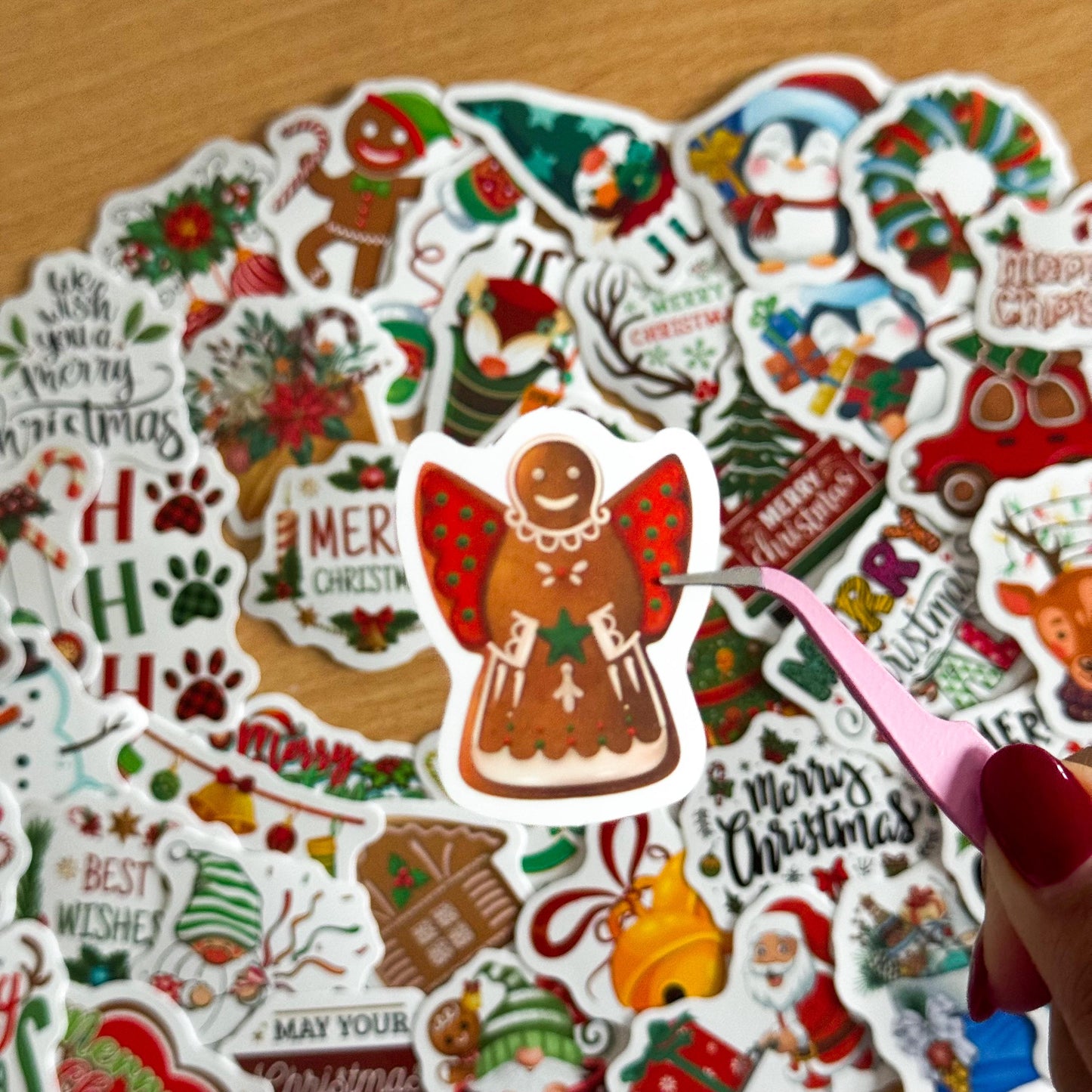 100pcs Christmas Santa and tree Stickers, Santa Claus, Merry Christmas Decals for Water Bottles, Laptops, Phones, diy Christmas presents