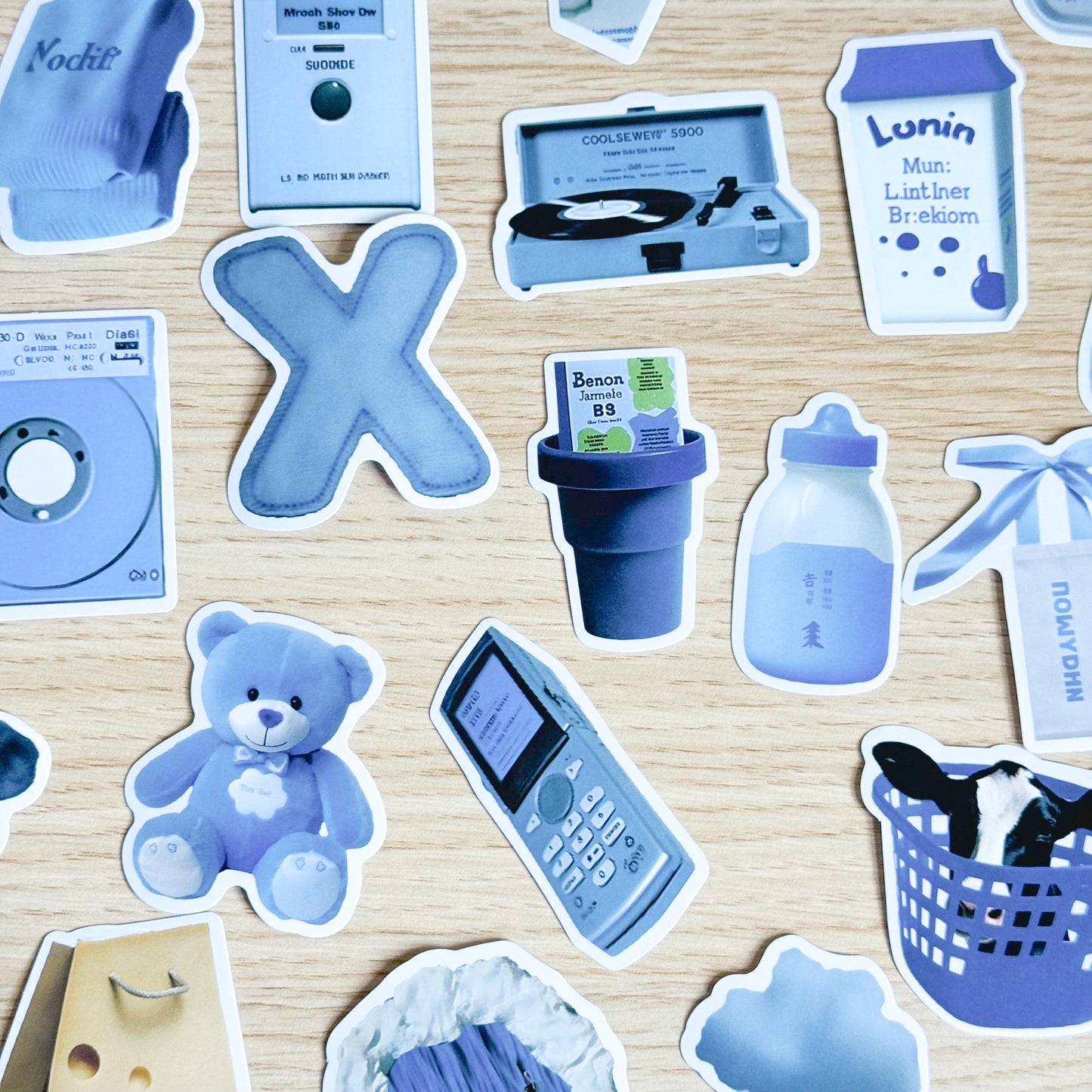 50Pcs Blue Aesthetic Stickers, Blue Sticker Pack, Blue Stickers, Waterproof Sticker Bundle, Die Cut Stickers, VSCO Blue Stickers