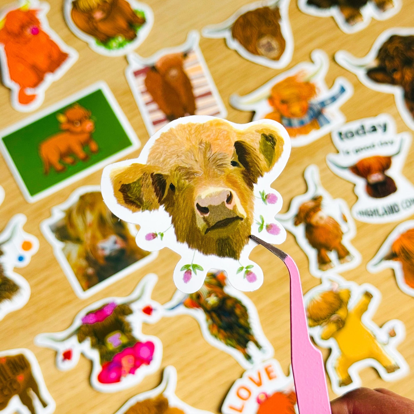 50pcs Highland Cow Stickers, , Cute Vintage Cow Print, Vinyl Decals, for Laptops, Phones, Guitars, Water, Highland coo, Journal stickers