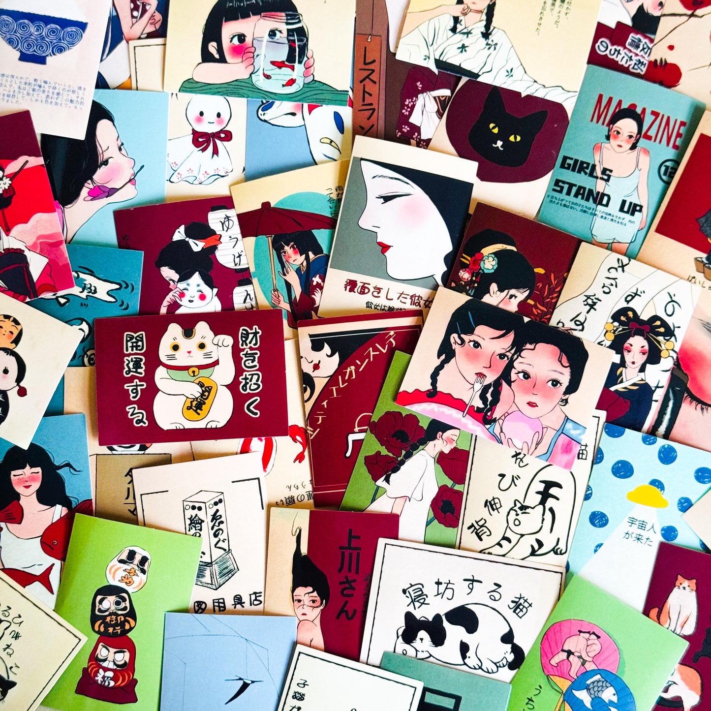 50Pcs Japanese Retro Stickers, Kawaii, Aesthetic stickers for scrapbooking , crafts Stickers, Planner, Laptop, Phone Case, Bullet Journal