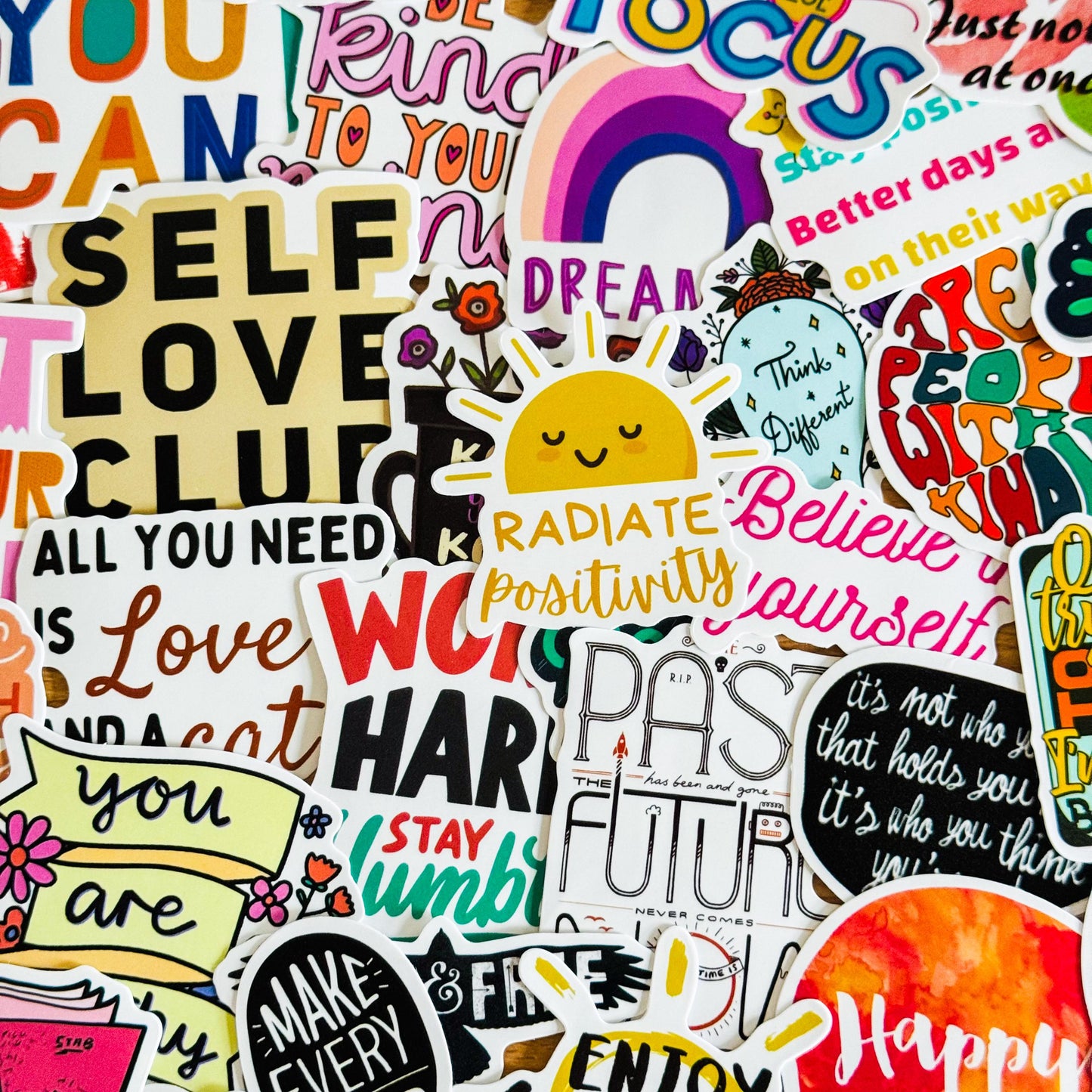 50pcs Inspirational Words Stickers, Vinyl Waterproof Stickers For Water Bottle, Car, Cup Phone case, Skateboard Luggage, Classroom Decor