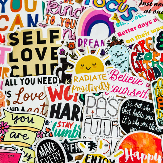 50pcs Inspirational Words Stickers, Vinyl Waterproof Stickers For Water Bottle, Car, Cup Phone case, Skateboard Luggage, Classroom Decor