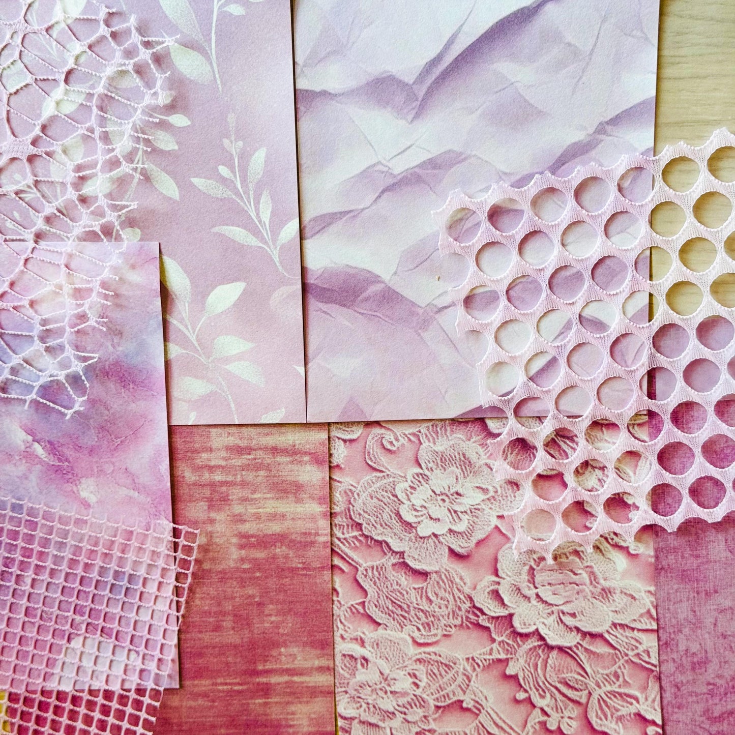 15pcs Vintage Pink Paper, Textured Pink scrapbook Papers, Shabby Chic Scrapbooking Paper, Vintage Pink Craft Paper, Ephemera Paper