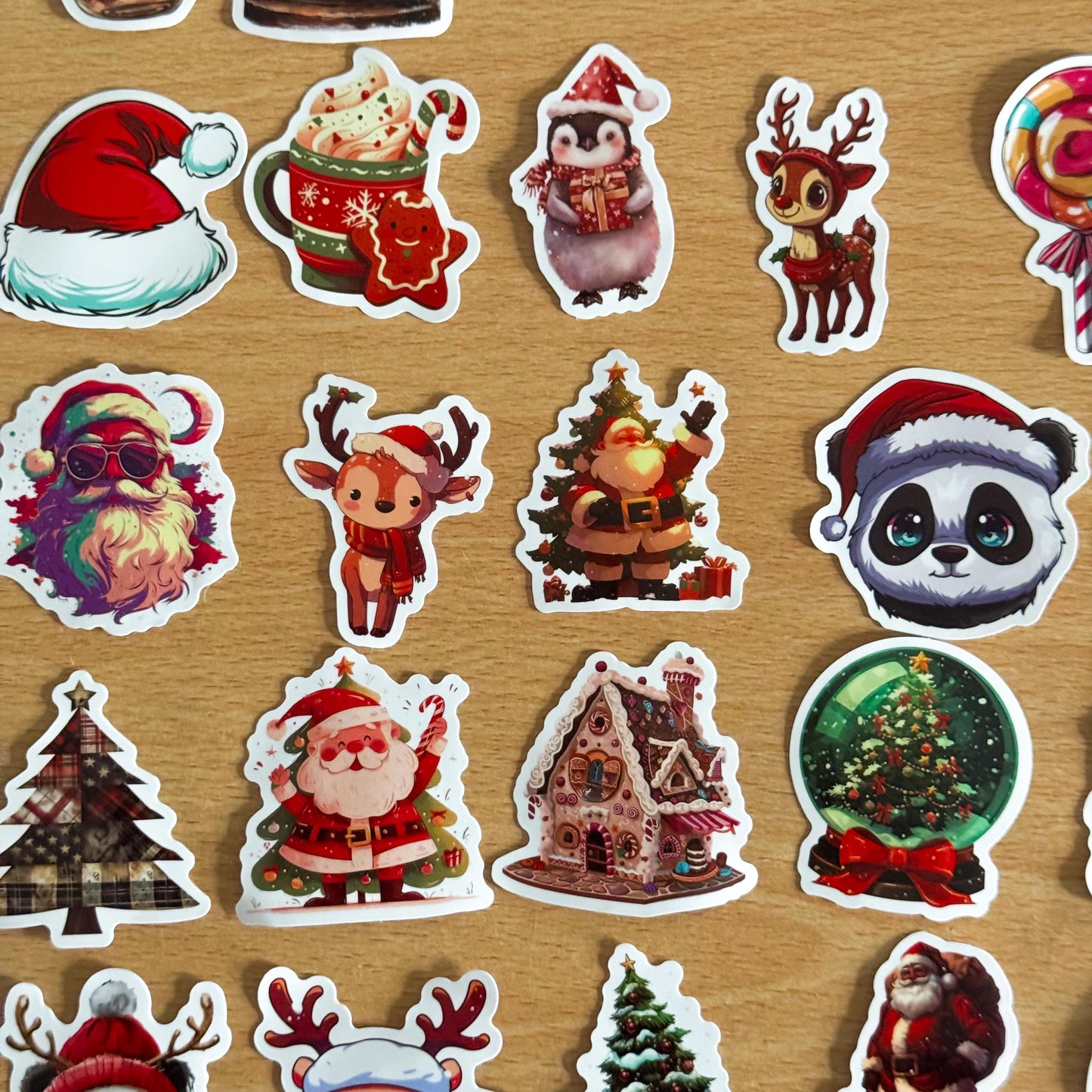 50pcs red Christmas Stickers set, Santa Claus, Snowman, Merry Christmas Decals for Water Bottles, Laptops, Phones, holiday crafts