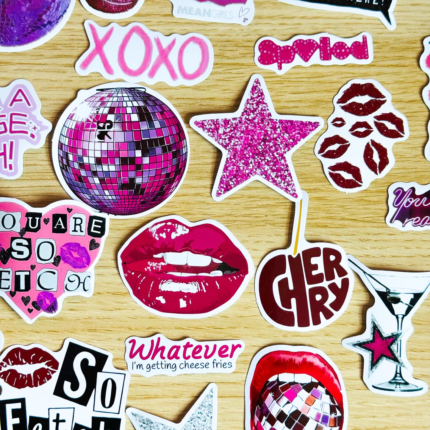 50pcs Pink Downtown Girly Aesthetic Stickers, Y2K Stickers, Retro Stickers, Coquette Pinterest Kindle, Planner, Laptop, Phone Case, Pink