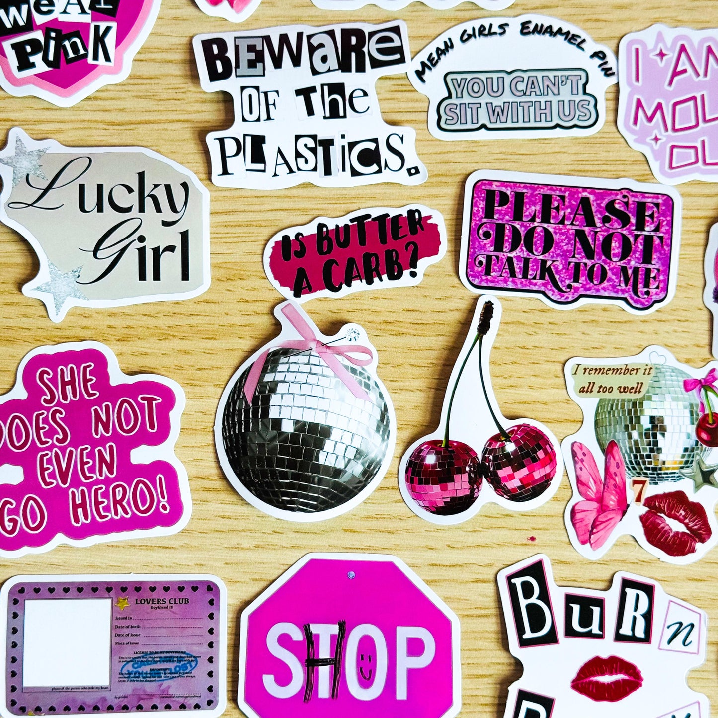 50pcs Pink Downtown Girly Aesthetic Stickers, Y2K Stickers, Retro Stickers, Coquette Pinterest Kindle, Planner, Laptop, Phone Case, Pink
