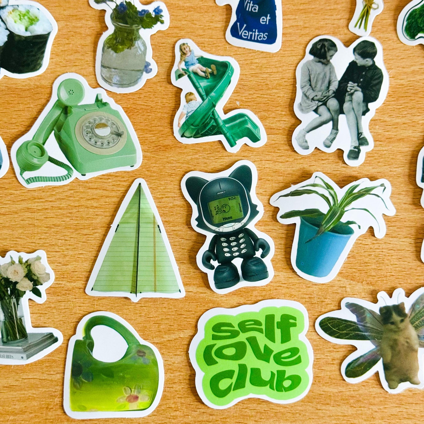 50 Green Stickers Pack, Self love, Green Aesthetic stickers, Craft Stickers for Journaling, Planners, Scrapbooking, Laptops, phone case