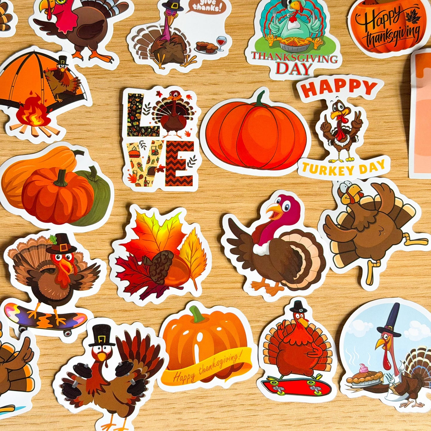 75 Pcs Thanksgiving Stickers, Fall Vinyl Sticker, Pumpkins, Turkeys, Leaves, Corn Decals for Journals, Planners, Scrapbooking