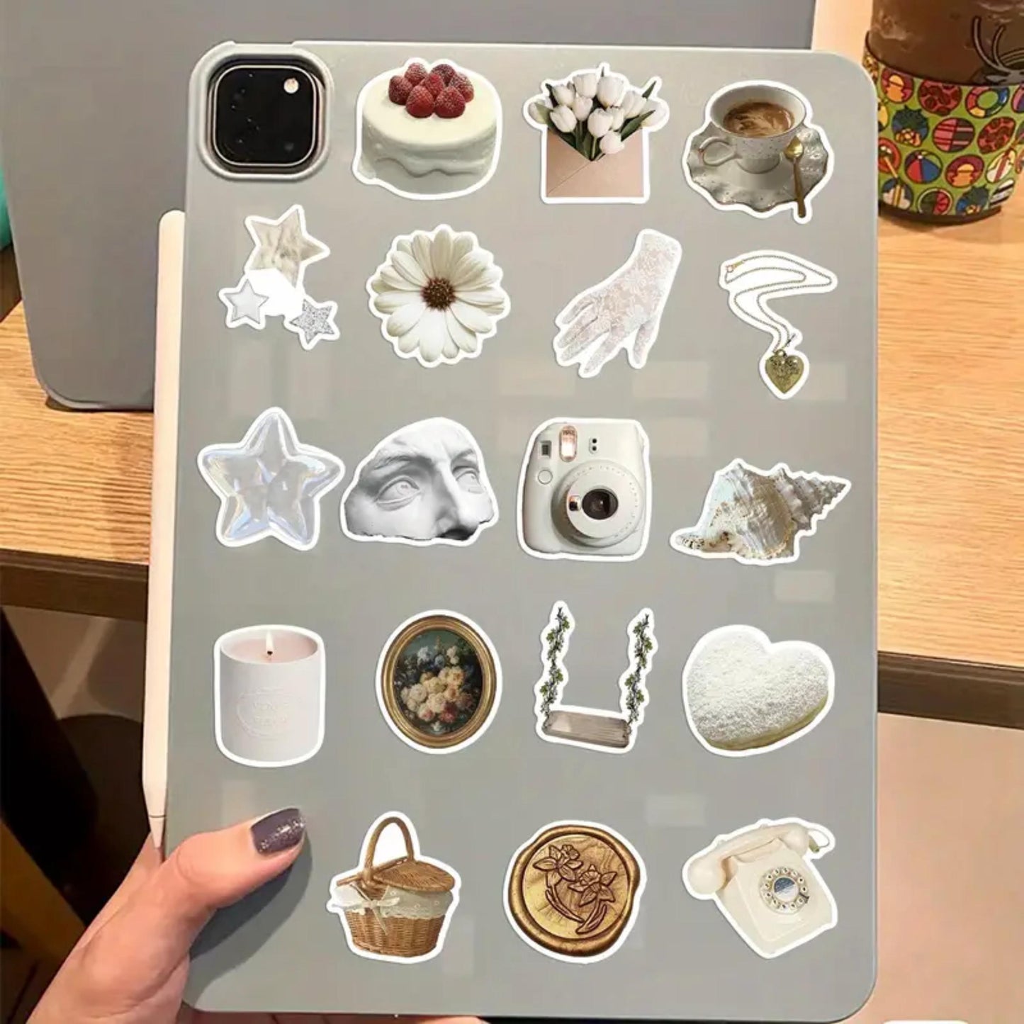 Pack Of 50 Aesthetic Minimal Stickers, white Sticker Pack, White Sticker Bomb, Waterproof Sticker Bundle, Die Cut Stickers, VSCO Stickers