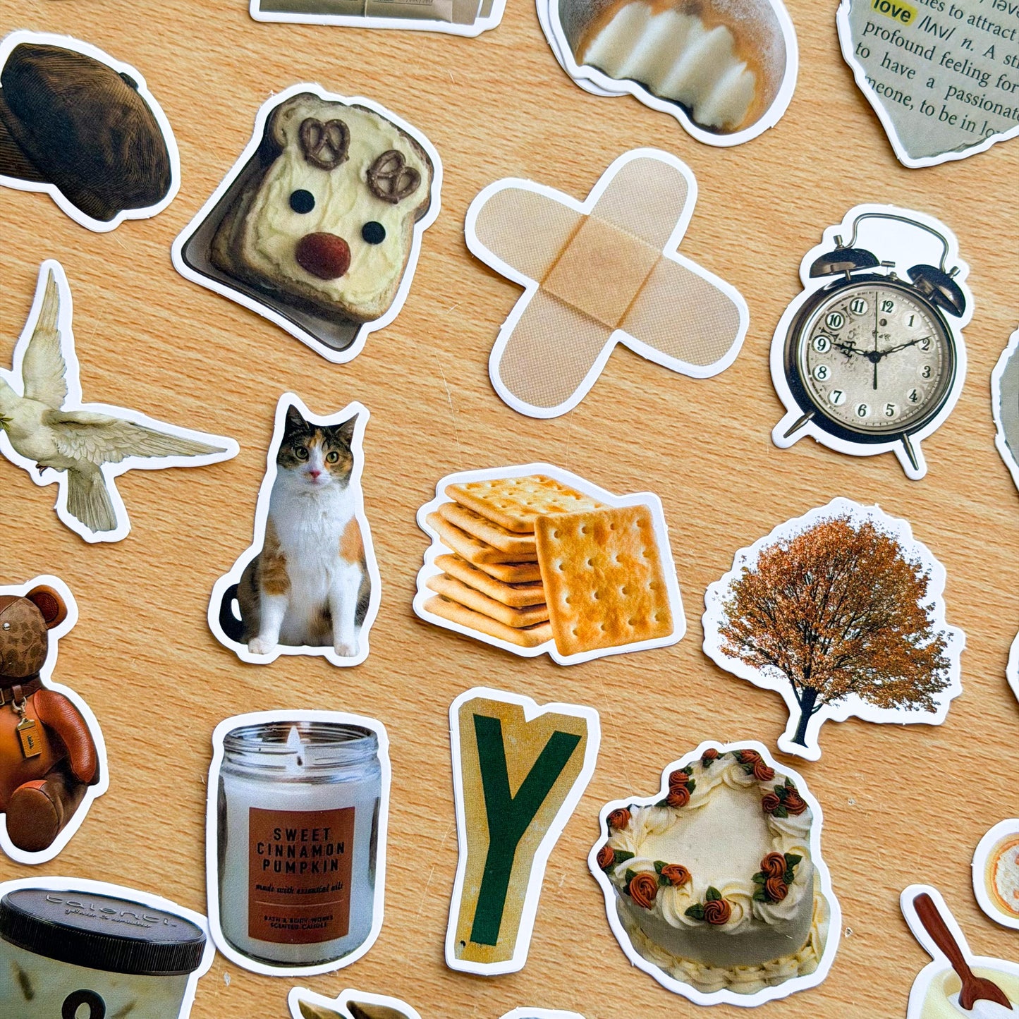 60pcs Brown Aesthetic Vinyl Stickers, Old School, Nostalgic Autumn, Y2K, Retro Stickers, Kindle, Planner, Laptop, Phone Case