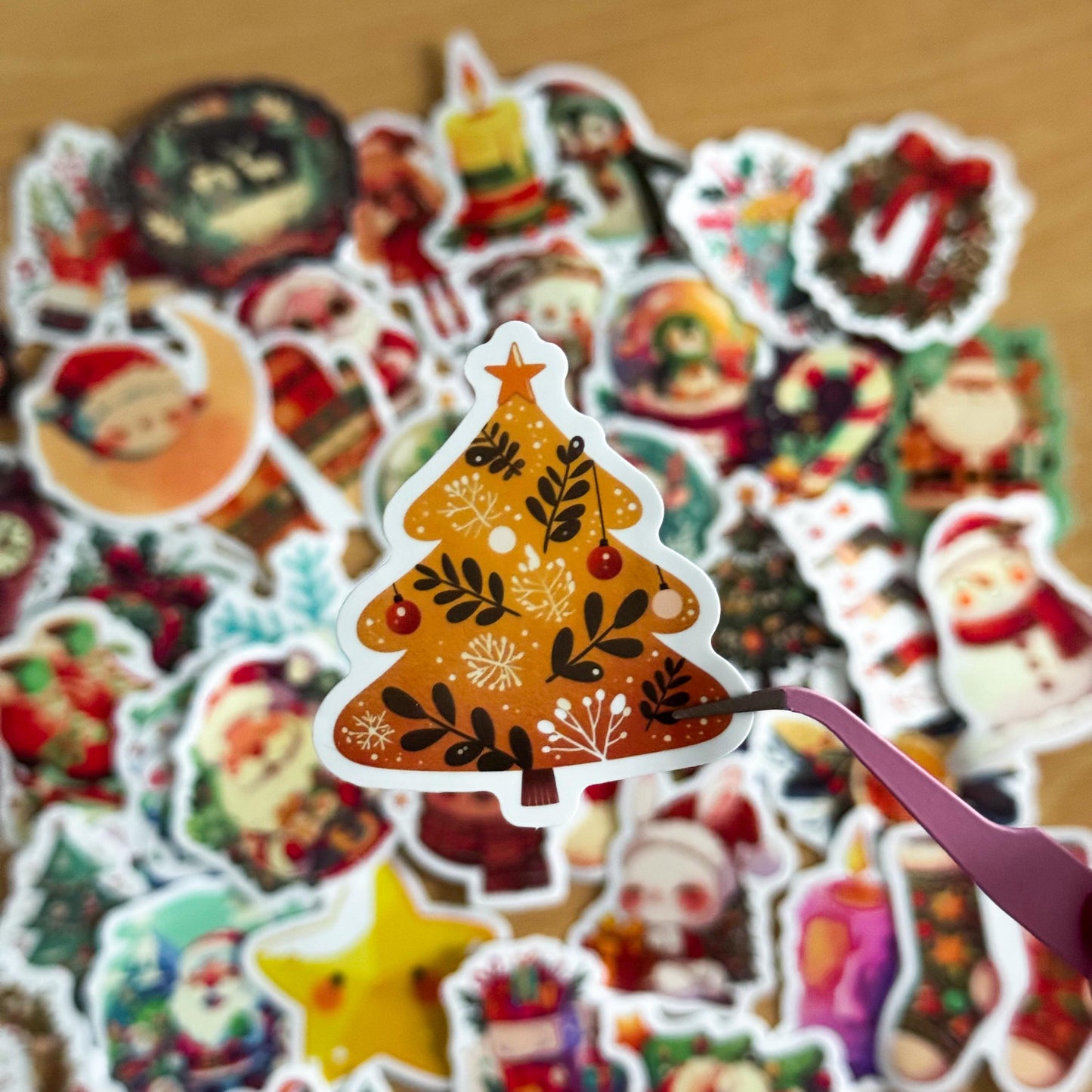 50pcs Christmas Stickers set, Santa Claus, Snowman, Merry Christmas Decals for Water Bottles, Laptops, Phones, holiday crafts