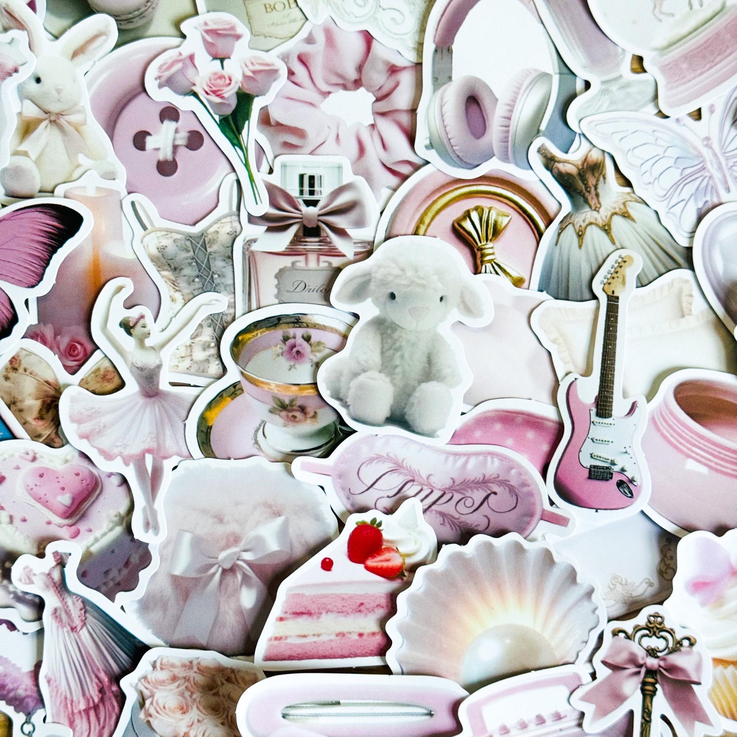 50pcs Pink Girly Aesthetic Sticker Pack, Pinterest Stickers, Retro Stickers, Coquette Pinterest Kindle Stickers, Planner, Laptop, Phone Case