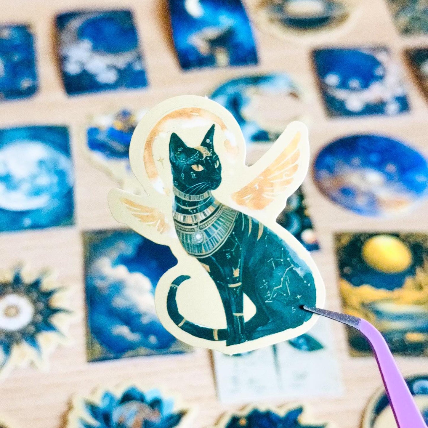 50Pcs Cosmic Mythology Stickers, Waterproof PVC, Celestial Planets and Flowers for Phone Cases and Notebooks, Phone Case, Journaling