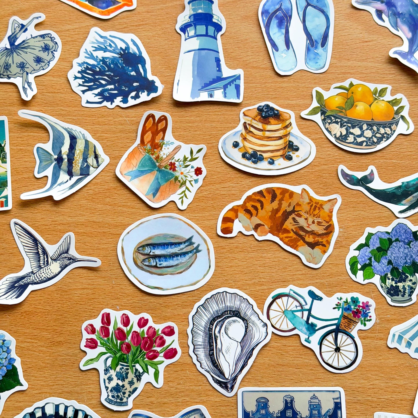 50pcs Mediterranean Coast Planner Stickers, Blue stickers, Europe, Greece, Scrapbook, Journal Stickers, Travel Stickers, Vacation Stickers