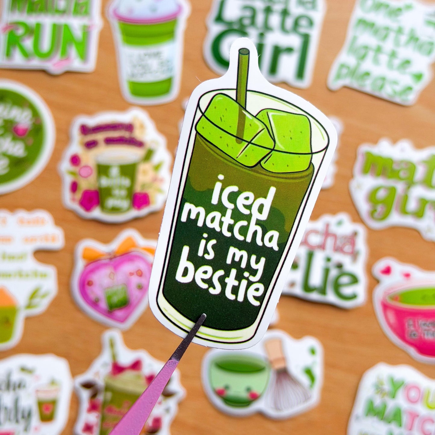 50pcs Matcha Doodle Stickers , Matcha girly, Stickers, Coquette Pinterest Kindle, Planner, Laptop, Phone Case