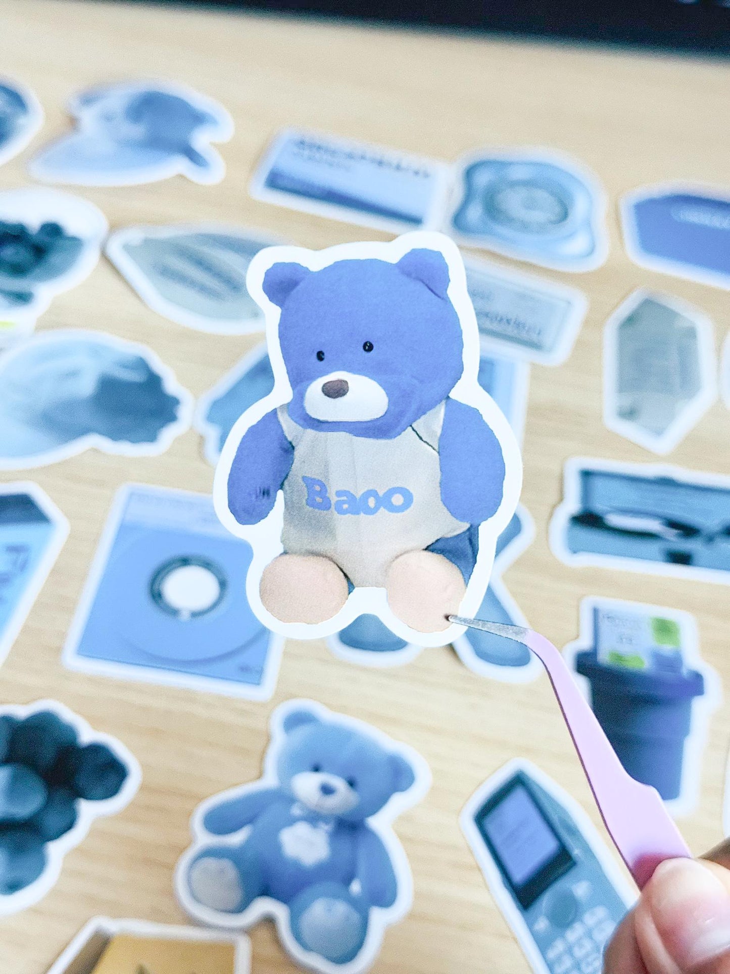 50Pcs Blue Aesthetic Stickers, Blue Sticker Pack, Blue Stickers, Waterproof Sticker Bundle, Die Cut Stickers, VSCO Blue Stickers