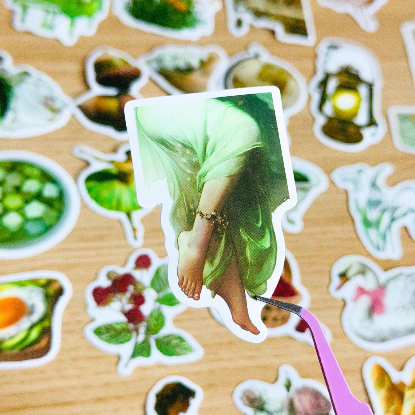 50pcs Aesthetic Green Stickers, Green Sticker Pack, Green Stickers, Waterproof Sticker Bundle, Die Cut Stickers, VSCO Green Stickers