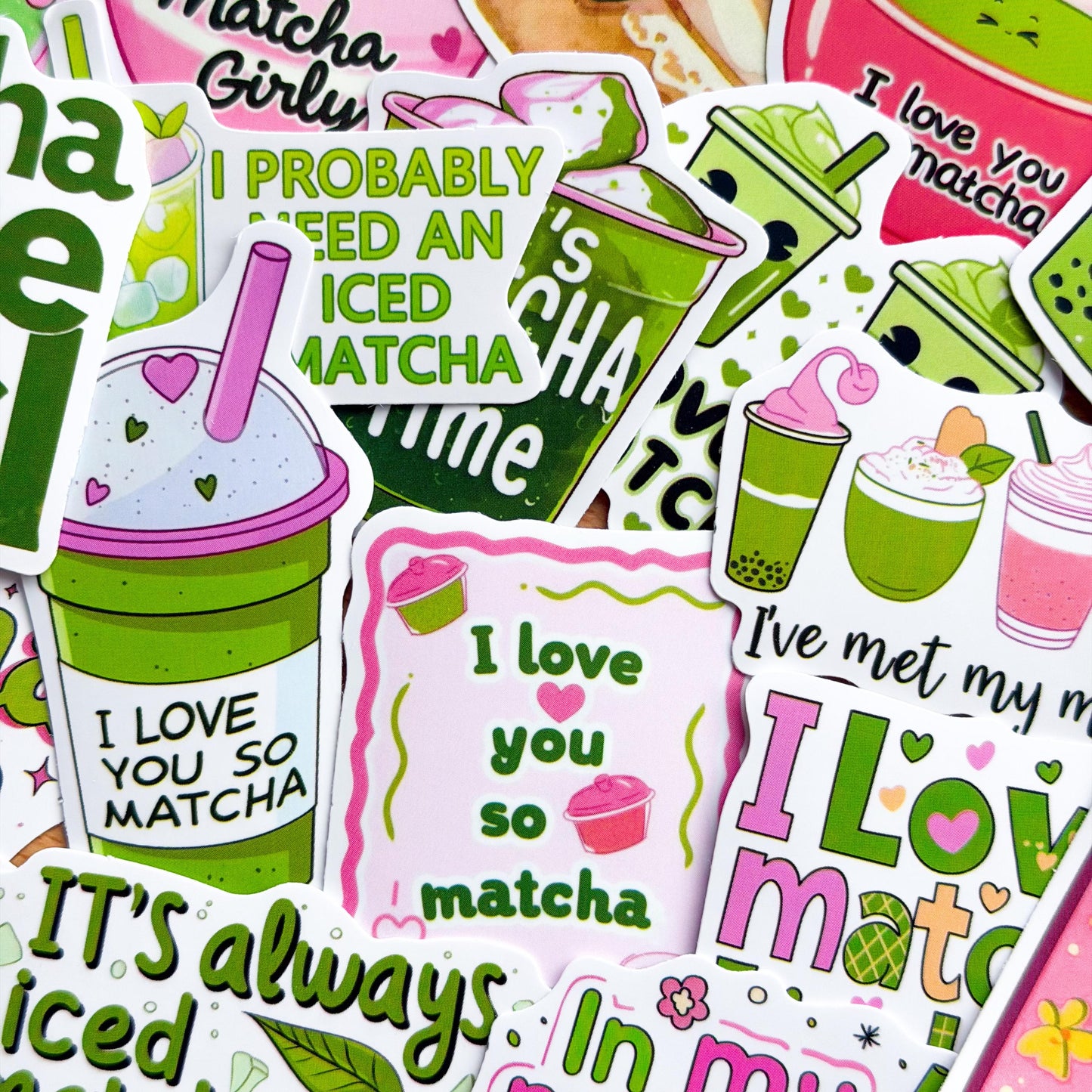 50pcs Matcha Doodle Stickers , Matcha girly, Stickers, Coquette Pinterest Kindle, Planner, Laptop, Phone Case