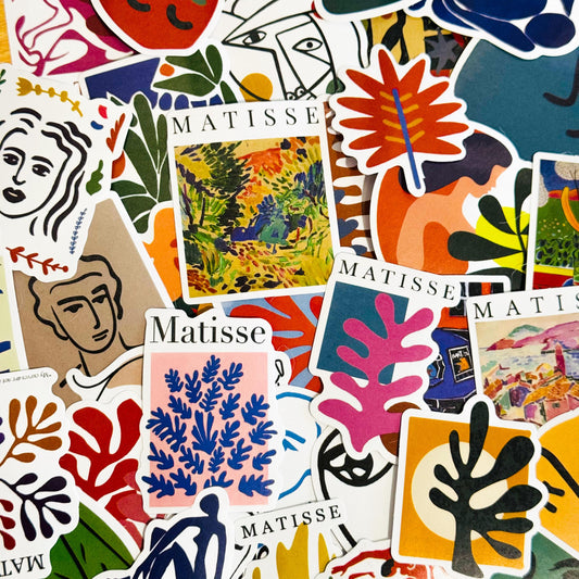 50 Matisse Stickers Pack, Vinyl abstract art, Die Cut Decal Set, Waterproof, Aesthetic, Planner Scrapbook, abstract, Skateboard Laptop Phone