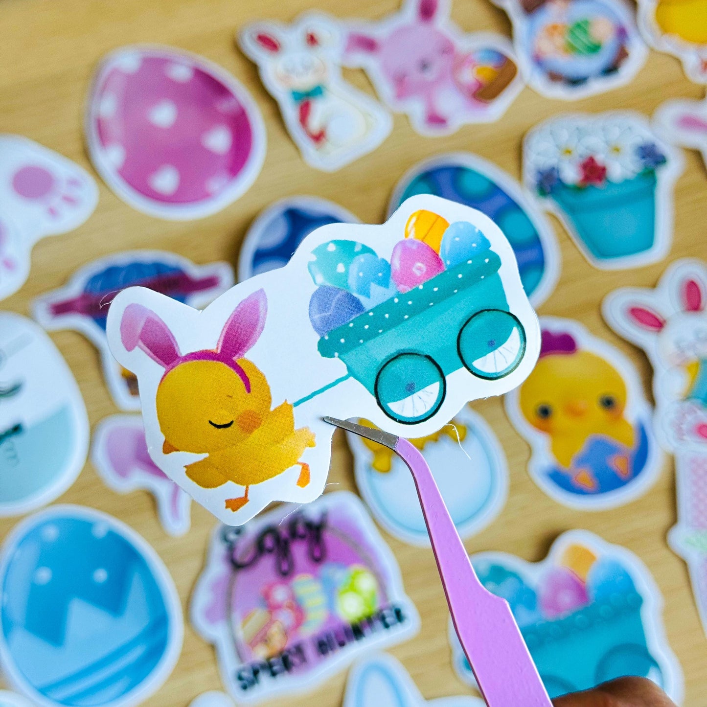 50pcs Easter Egg Stickers Set, Cute Easter Stickers, Waterproof, Reusable Paper, Scrapbooking, Journal, Sticker, Planner, Laptop, Phone Case
