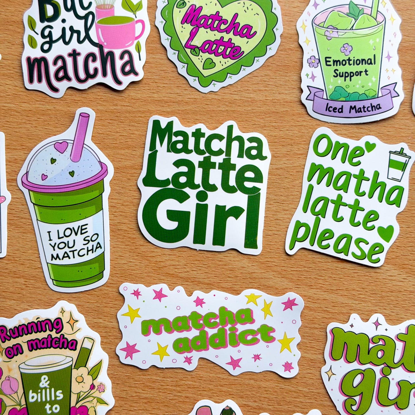 50pcs Matcha Doodle Stickers , Matcha girly, Stickers, Coquette Pinterest Kindle, Planner, Laptop, Phone Case