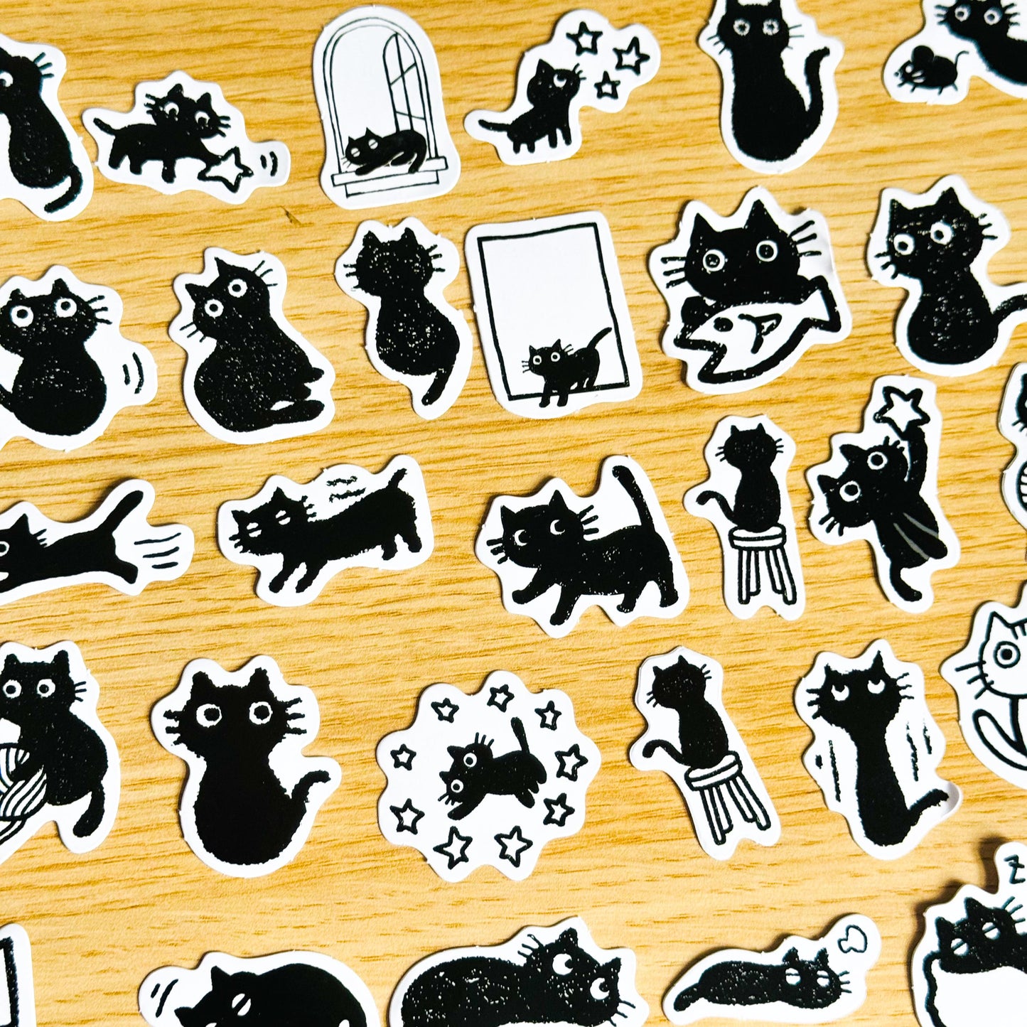 40pcs Black Cat Stickers, Kawaii Vinyl Decals, Scrapbooking, Journals, , Gothic Aesthetic, Kindle Stickers, Planner, Laptop, Phone Case