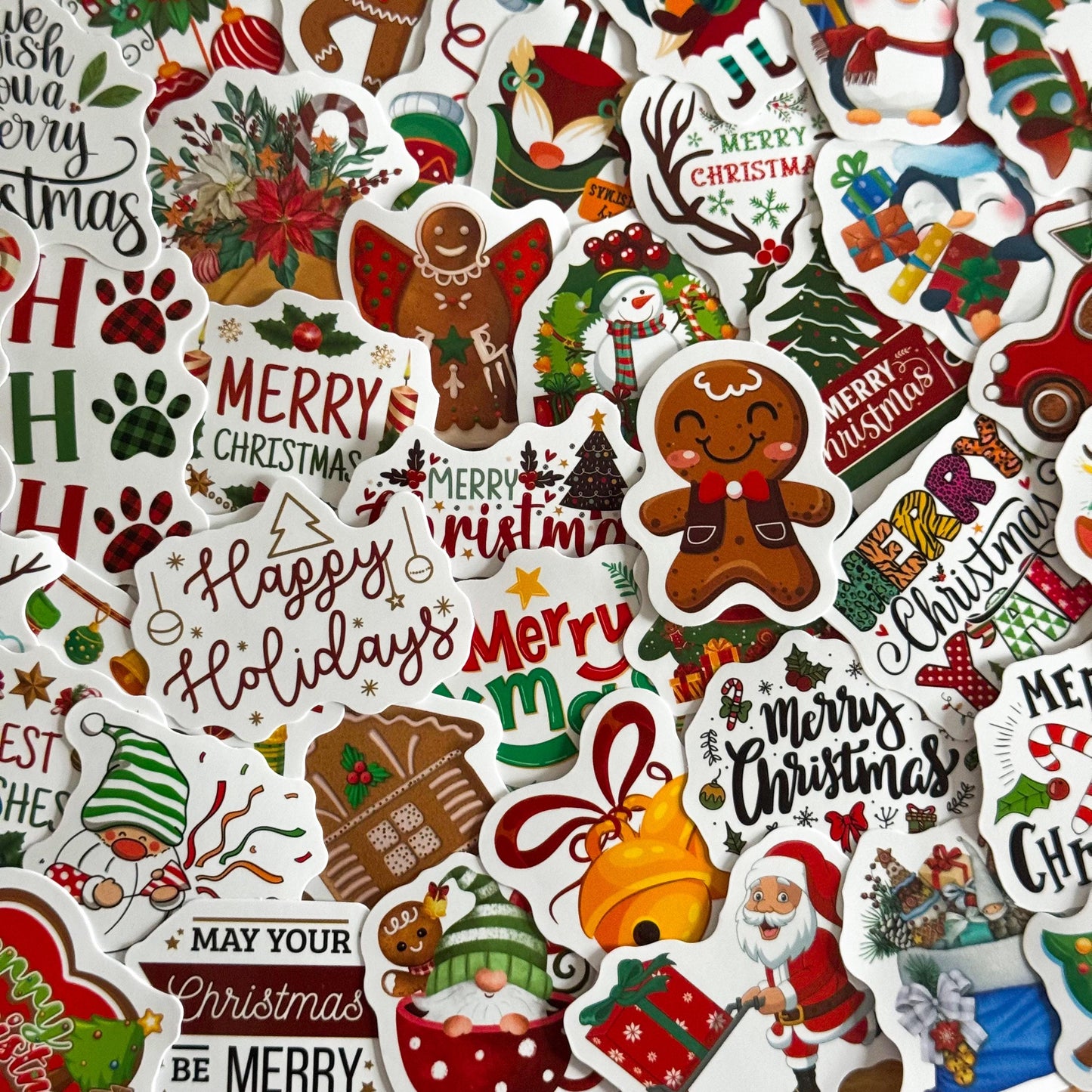 100pcs Christmas Santa and tree Stickers, Santa Claus, Merry Christmas Decals for Water Bottles, Laptops, Phones, diy Christmas presents