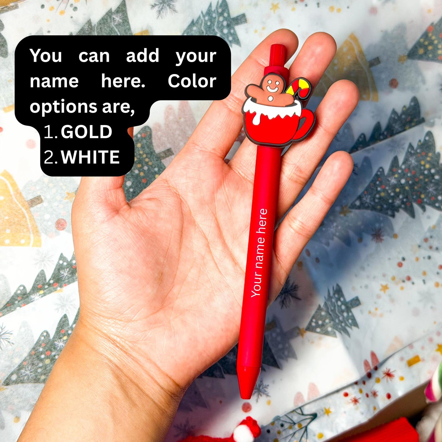 Personalized ballpoint Pen, Christmas Pen, Custom Name or Logo, Black ink, Christmas Gift, Teacher Gift, Colleague present, Company Giveaway