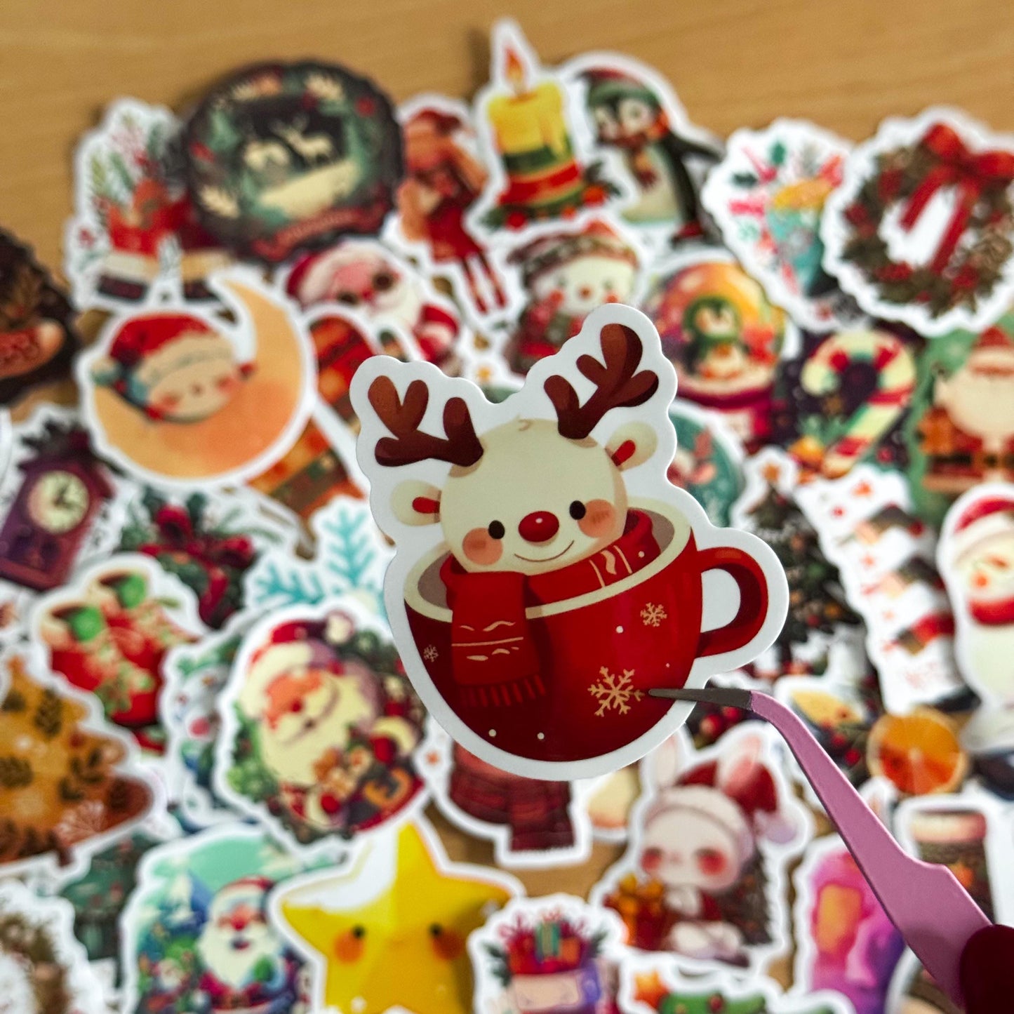 50pcs Christmas Stickers set, Santa Claus, Snowman, Merry Christmas Decals for Water Bottles, Laptops, Phones, holiday crafts