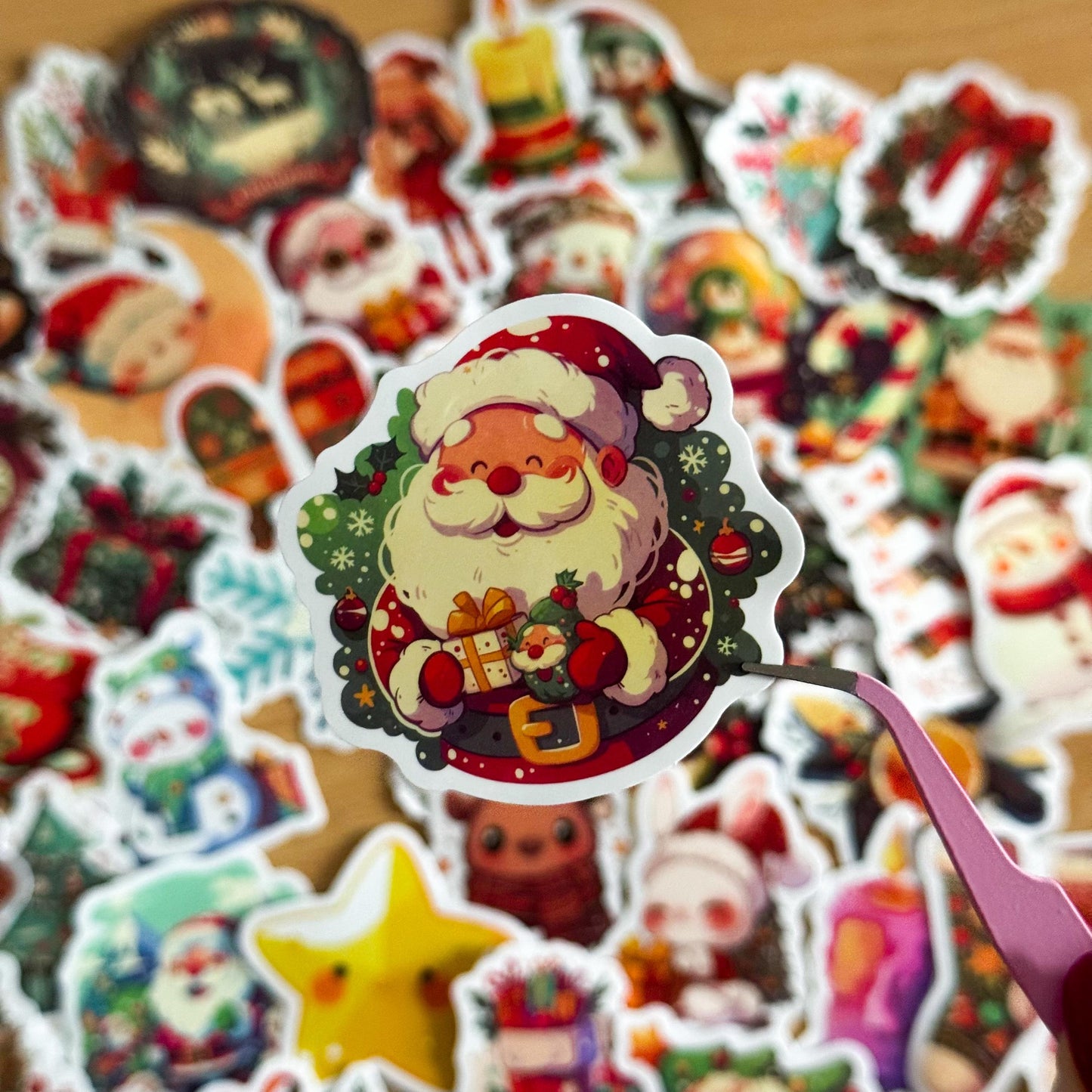 50pcs Christmas Stickers set, Santa Claus, Snowman, Merry Christmas Decals for Water Bottles, Laptops, Phones, holiday crafts